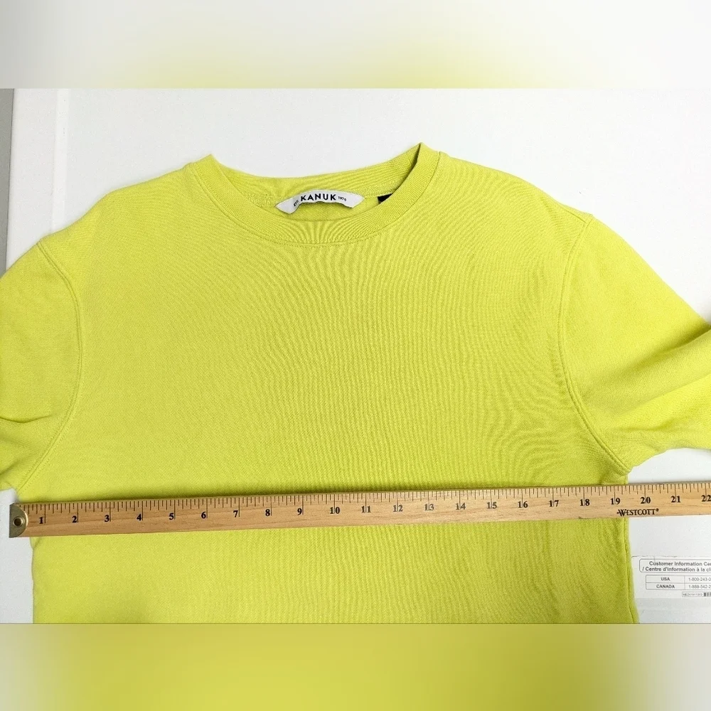 Kanuk Koroc crewneck Sweatshirt Lime Green 100% Cotton Canada size XS - Picture 7 of 12